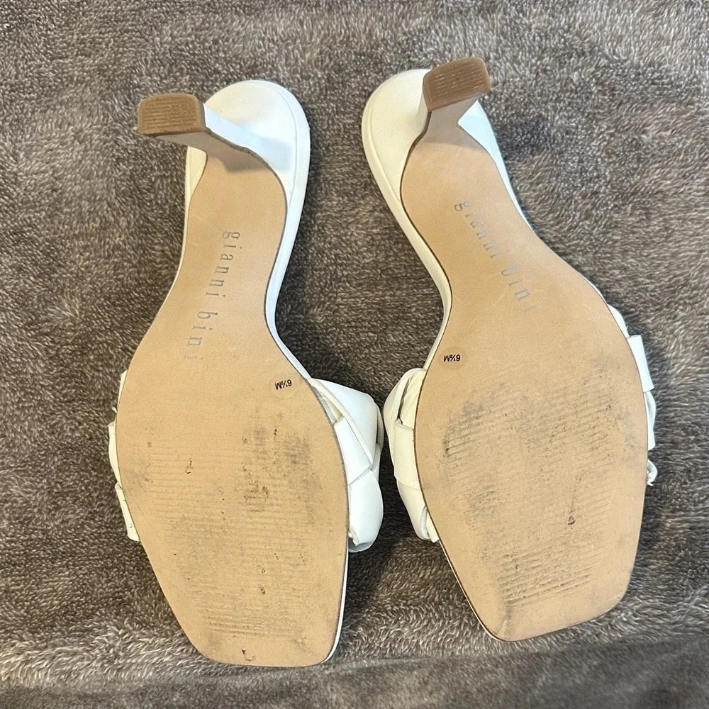 Gianni Bini White Braided Square Toe Heel Slide Sandals size 6.5